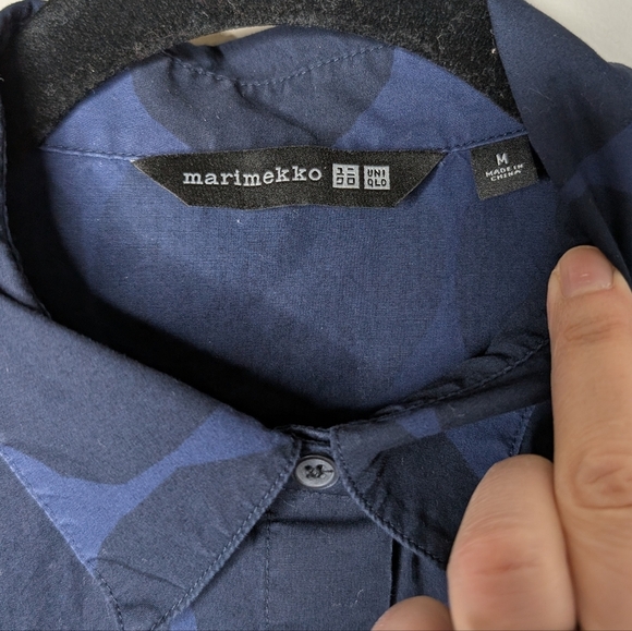 Marimekko x Uniqlo Blue Polka Dot Button-Up Dress sz M - Picture 4 of 7